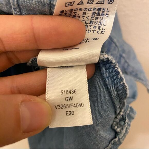 Lands End denim chambray blue button up tiered long sleeve dress uniform L 14 - Picture 7 of 8